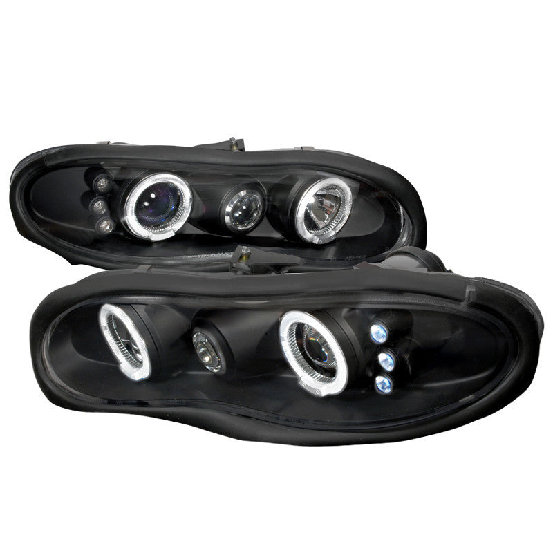 98-02 CHEVY CAMARO HEADLIGHT HALO LED PROJECTOR BLACK