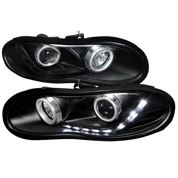 98-02 CHEVY CAMARO HEADLIGHT R8 STYLE PROJECTOR HEADLIGHT BLACK HOUSING
