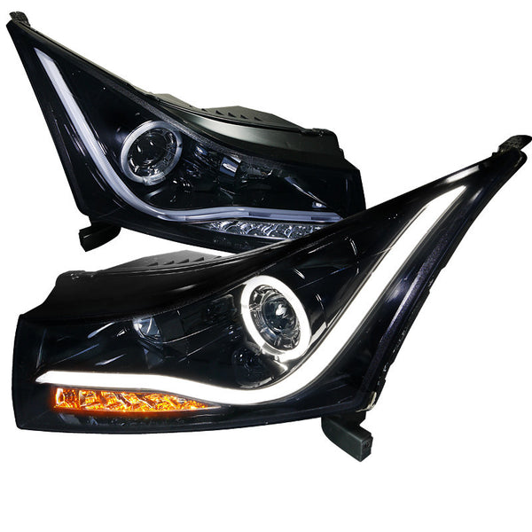 11-UP CHEVY CRUZE HEADLIGHT LED HALO PROJECTOR HEADLIGHT GLOSS BLACK HOUSING SMOKE LENS