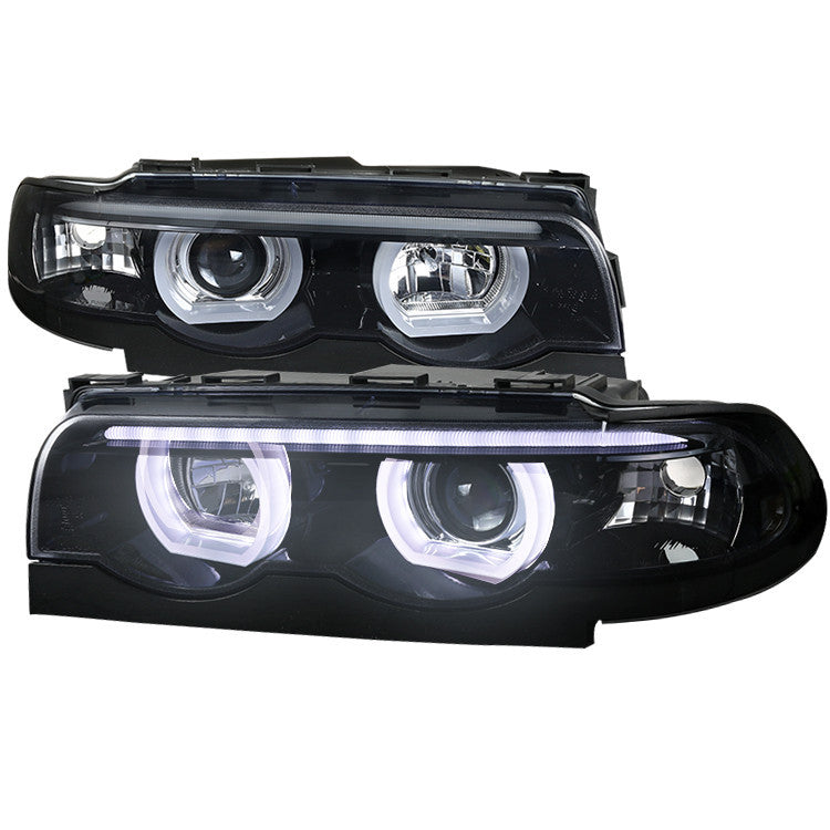 95-01 BMW E87 HEADLIGHT PROJECTOR HEADLIGHTS CHROME HOUSING SMOKE LENS