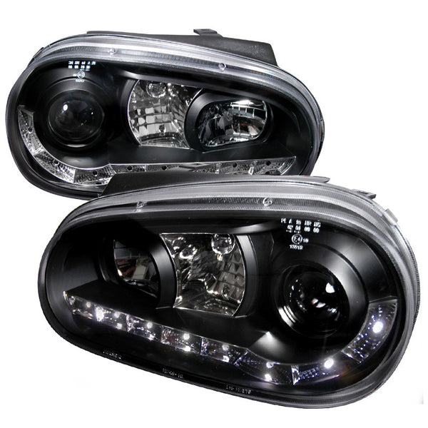 99-05 VOLKSWAGEN GOLF HEADLIGHT R8 STYLE HALO LED PROJECTOR BLACK