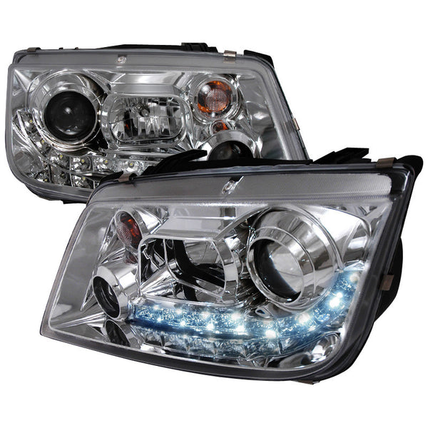 99-04 VOLKSWAGEN JETTA HEADLIGHT R8 STYLE HALO LED PROJECTOR CHROME